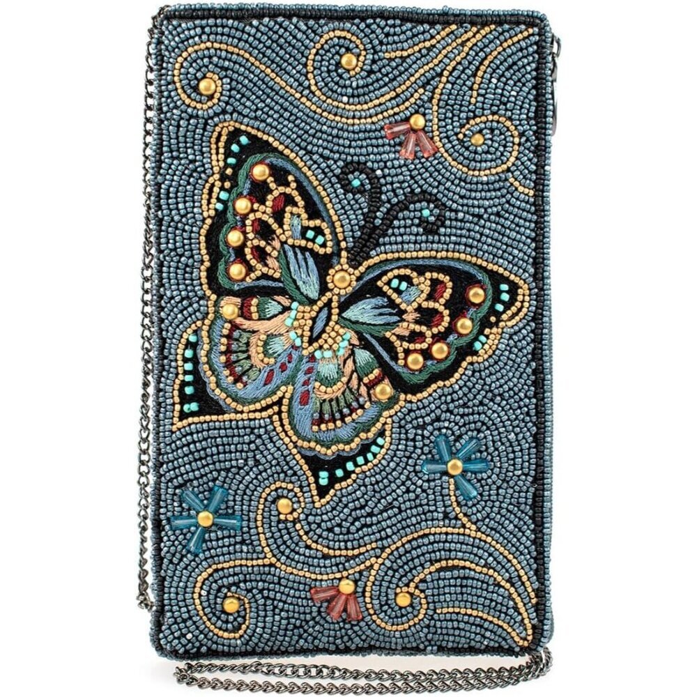 Beaded Butterfly Crossbody Bag Small Evening Purse Cell Phone Holder